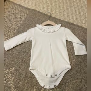 White Ruffle Blouse and Onsie - Little English 3month